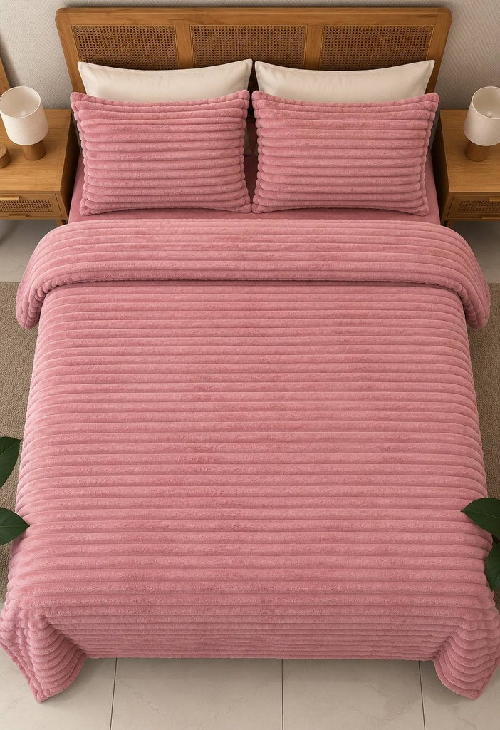 Couverture 3 Pieces Rose Velour