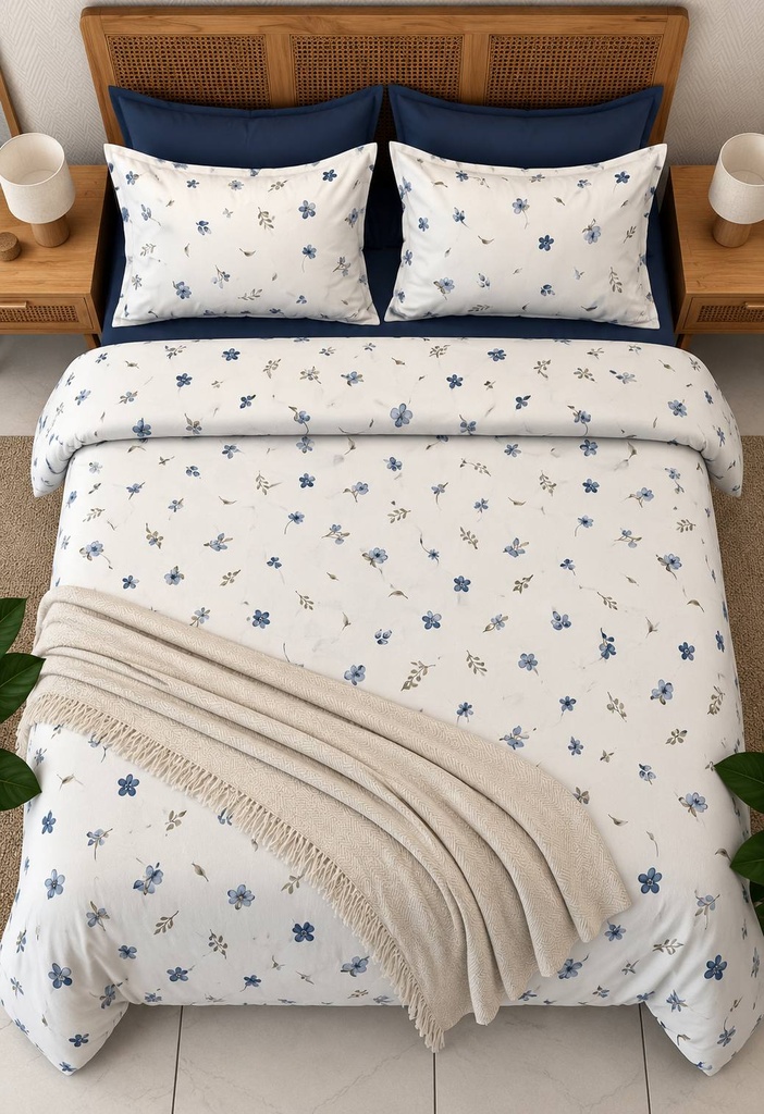 Parure de drap 6 Pieces Blue Botanique