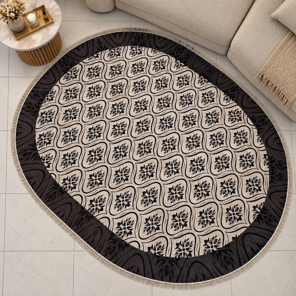 Tapis Ovale Elegance Ivoire