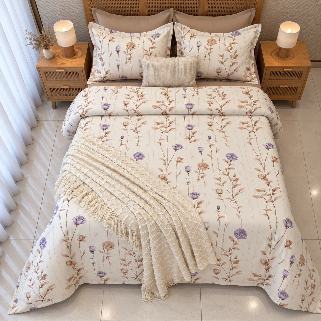 Parure de drap 6 Pieces Rose beige