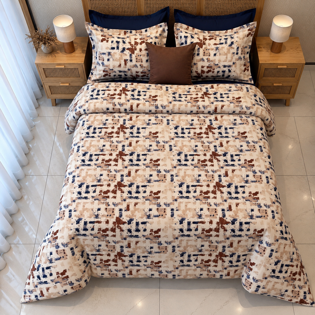 Parure de drap 6 Pieces Carre Bleu