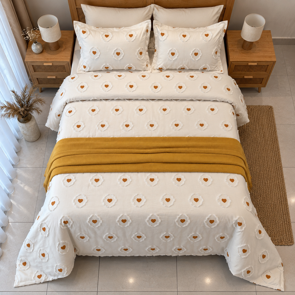 Couvre lit Guzel 6 Pieces coeur moutard