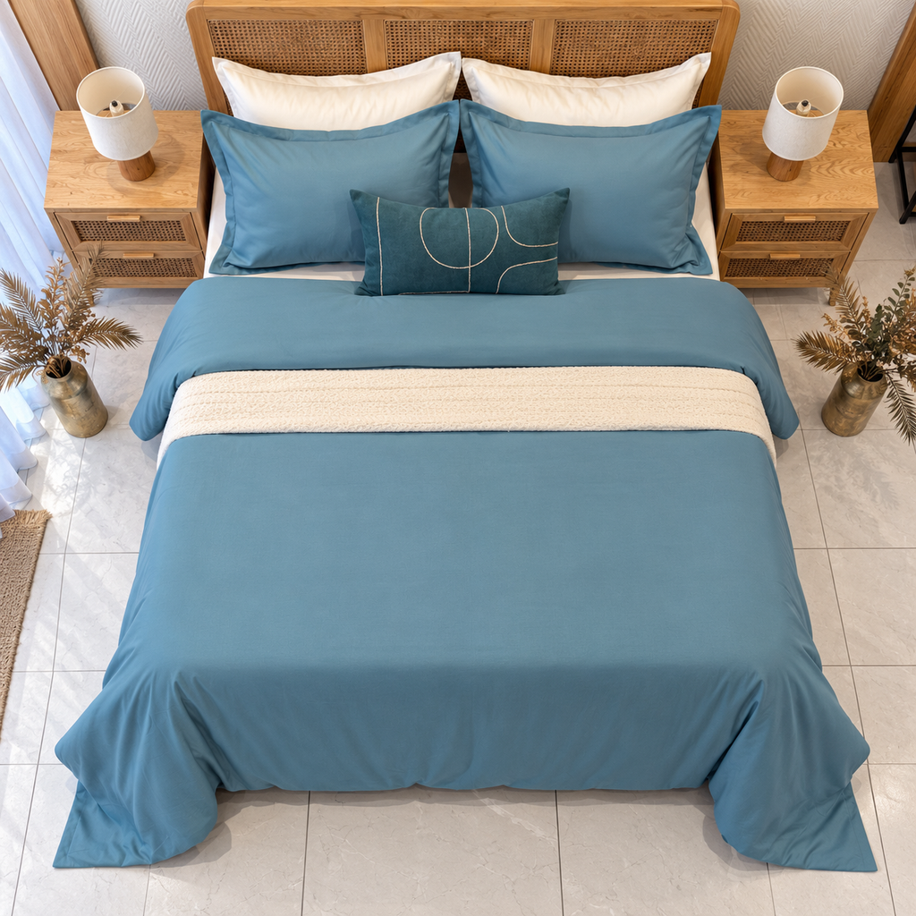 Housse De Couette 7 pièces Bleu Ciel