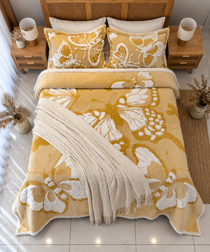Couverture 3 Pieces Papillion  Jaune