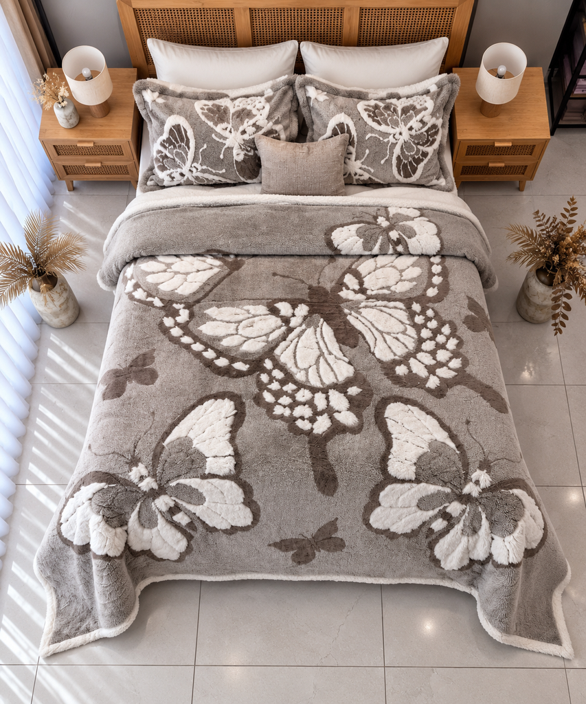 Couverture 3 Pieces Papillion  Marron