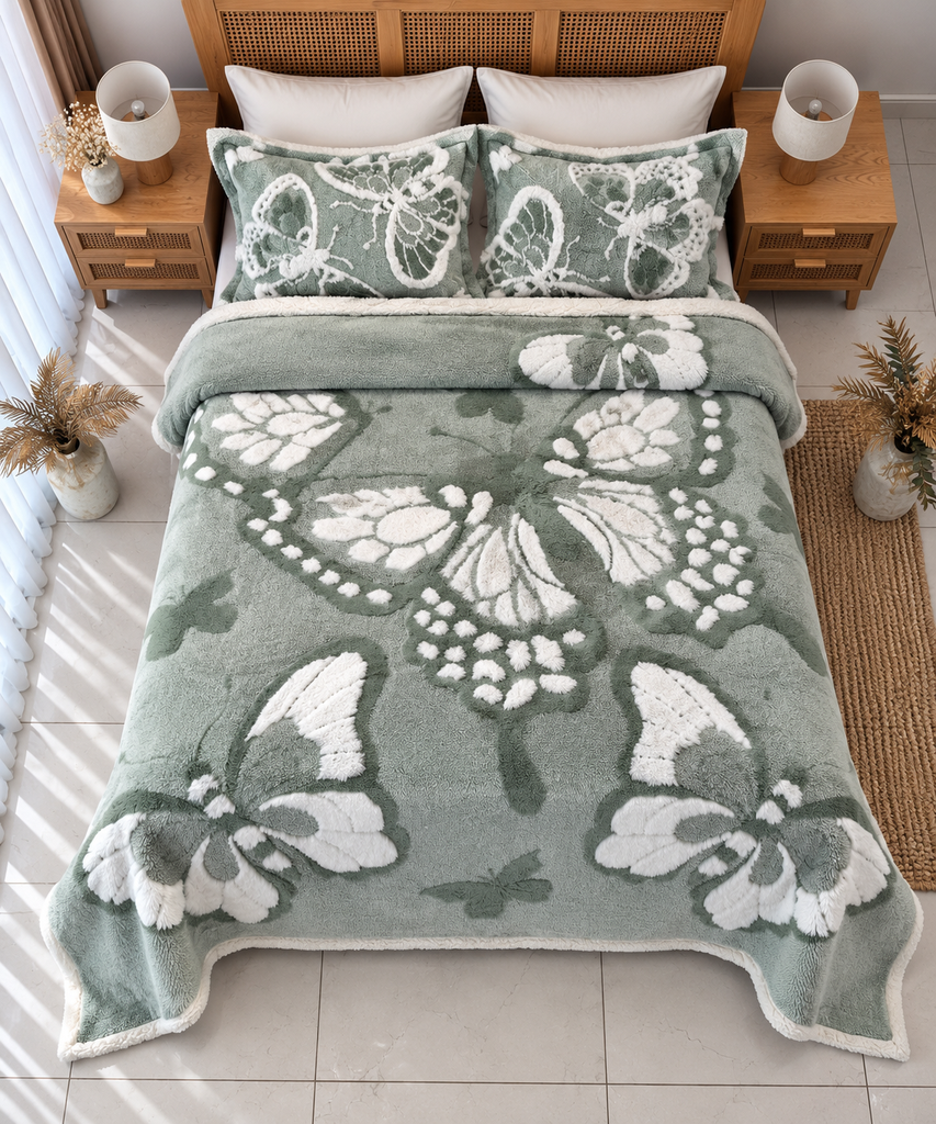 Couverture 3 Pieces Papillion Vert