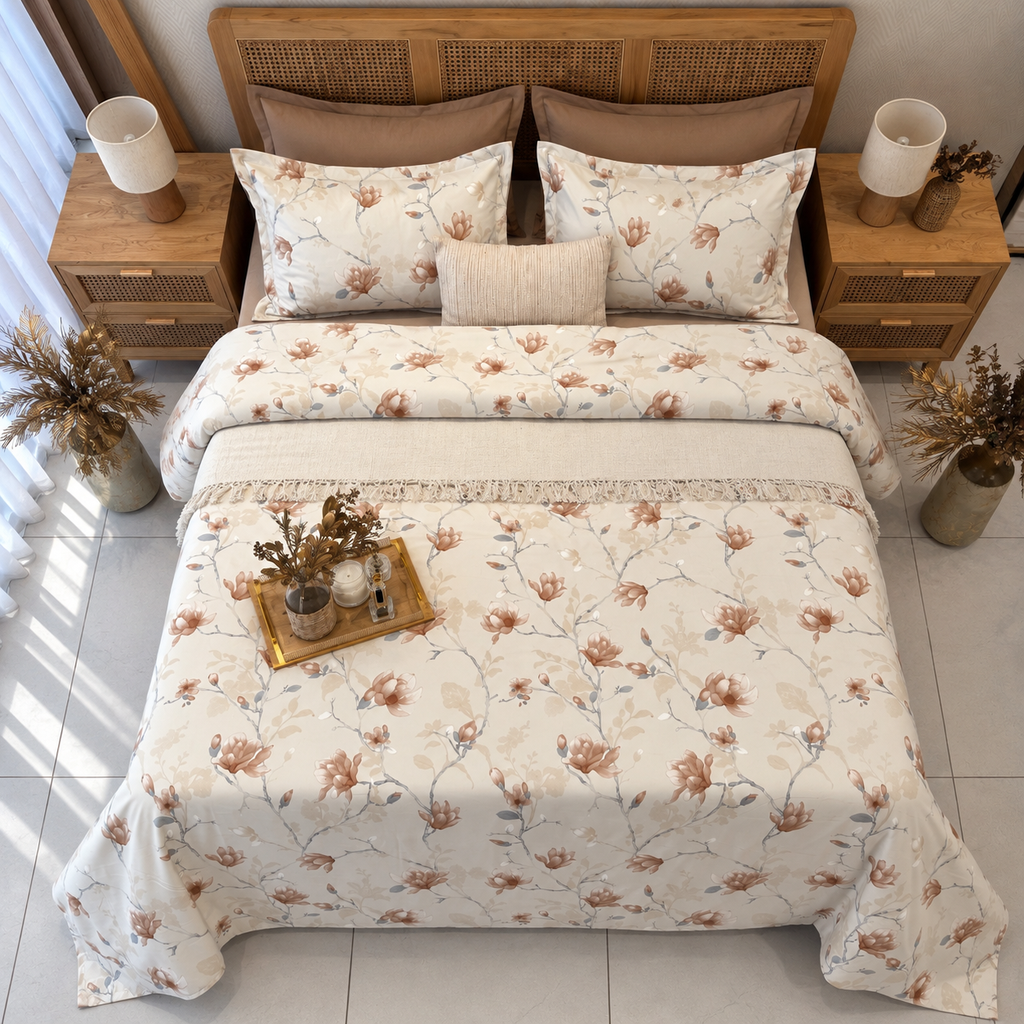 Parure de drap 6 Pieces New Fleur Beige
