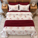 Housse de couette 6 Pieces Fleurs Bordeaux New