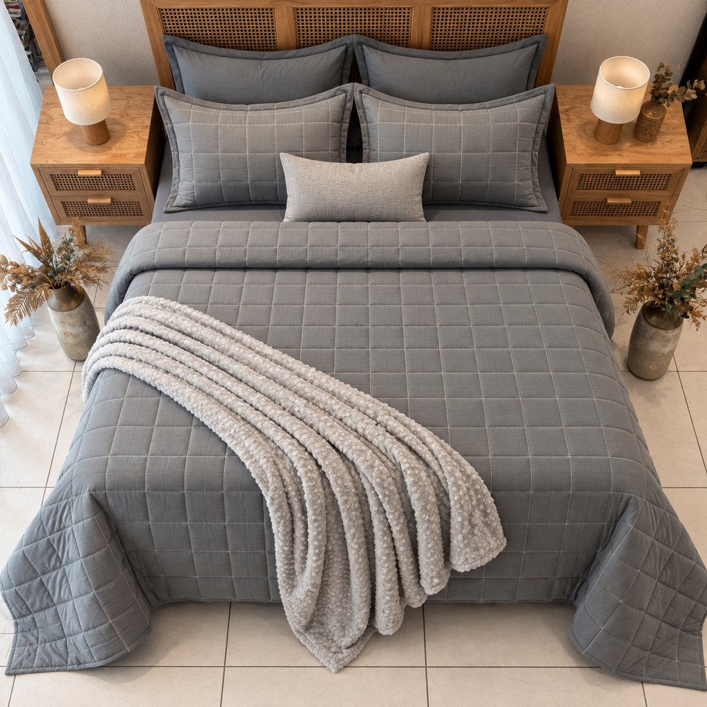 Couvre lit Monterol 3 Pieces Gris