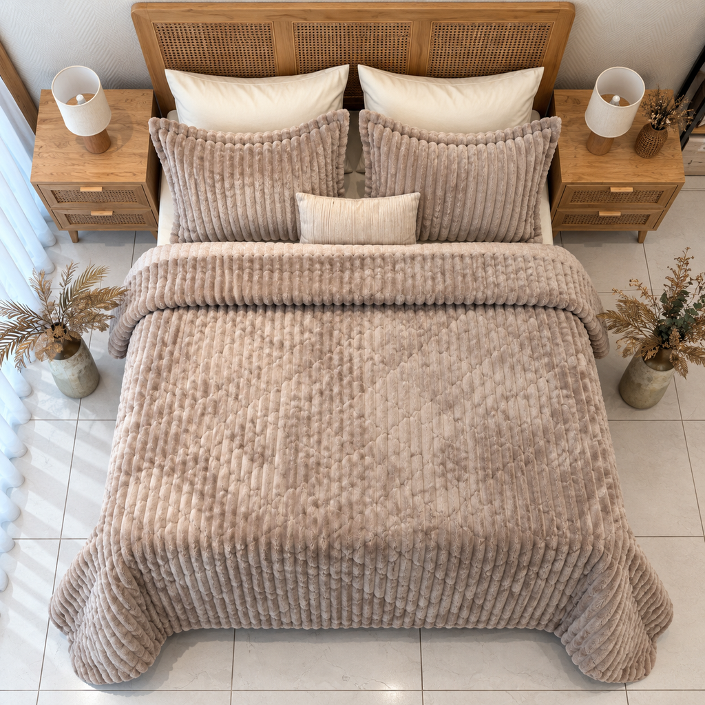Couverture 3 Pieces Double face imprime BBH Beige