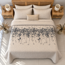 Couvre lit manterol 3 pièces  double face Floral Dégradé – Beige & Gris Anthracite