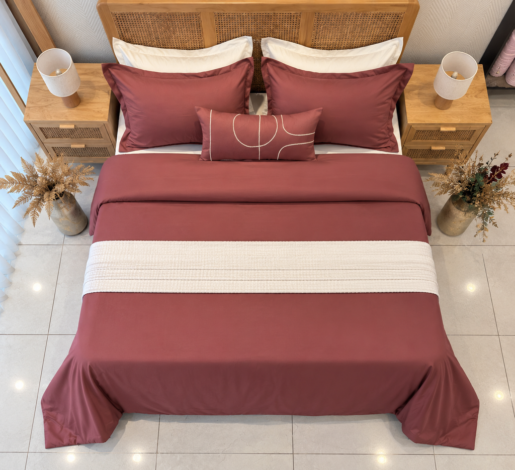 Housse de couette 7 Pieces Rose Bordeaux