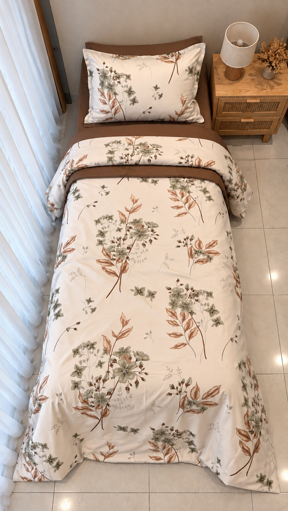 Housse de couette Une place Marron