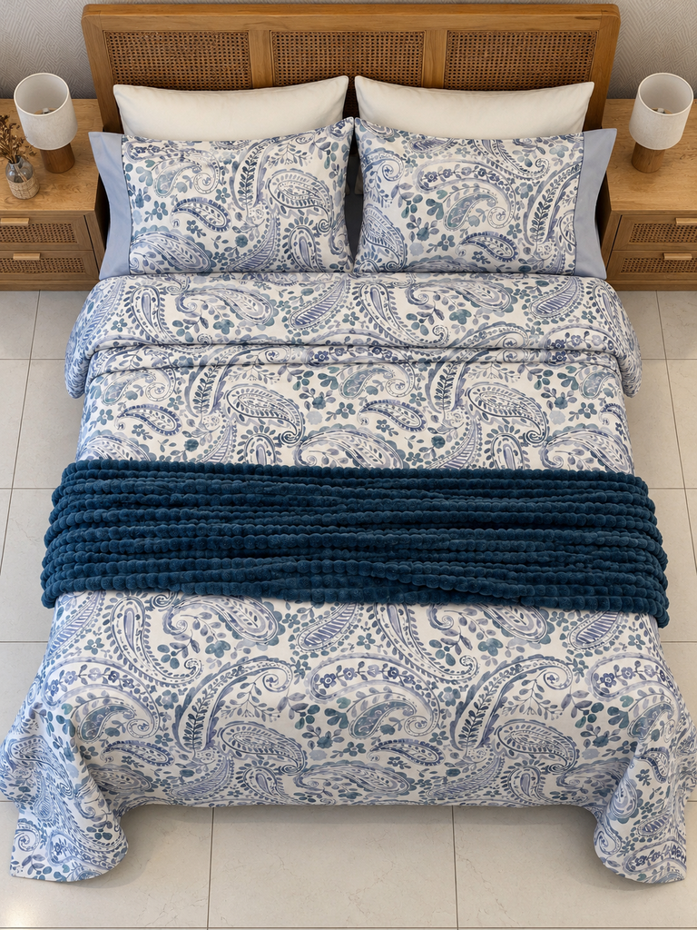 Parure de drap PoloPolo 4 Pieces Motif 2 Bleu