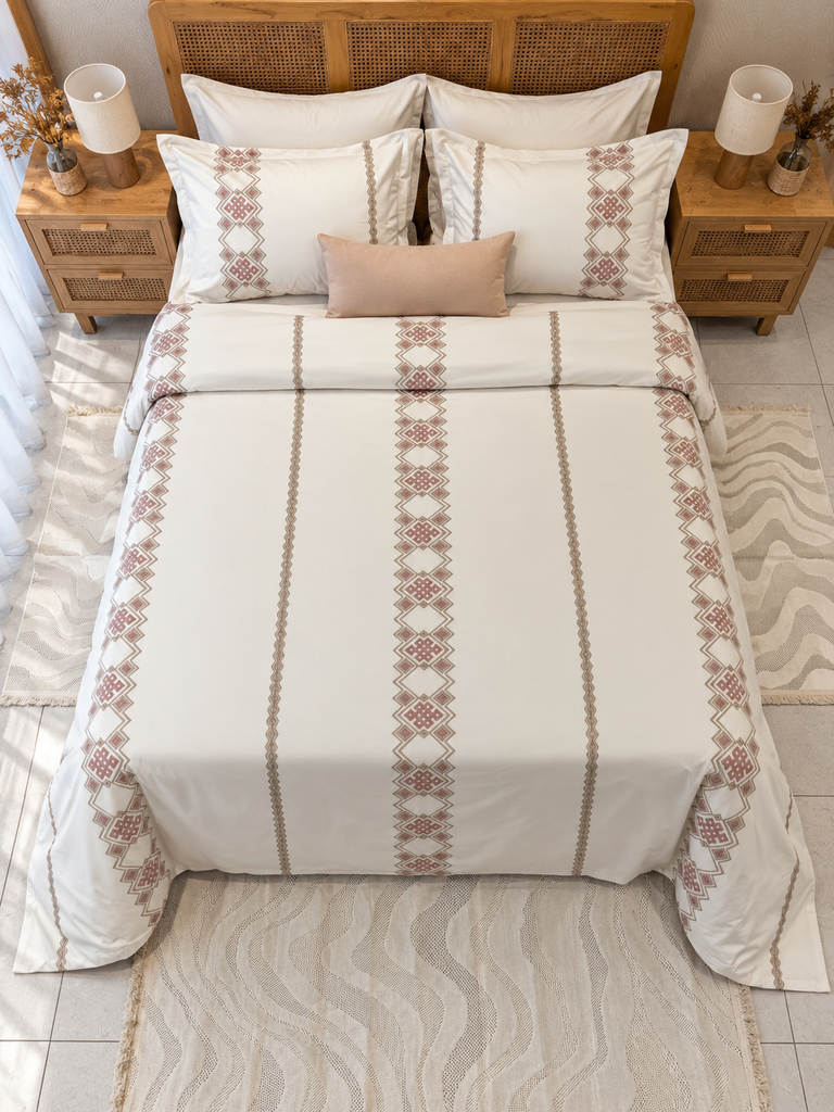 Housse de couette 6 Pieces 100% Coton Sofia Rose