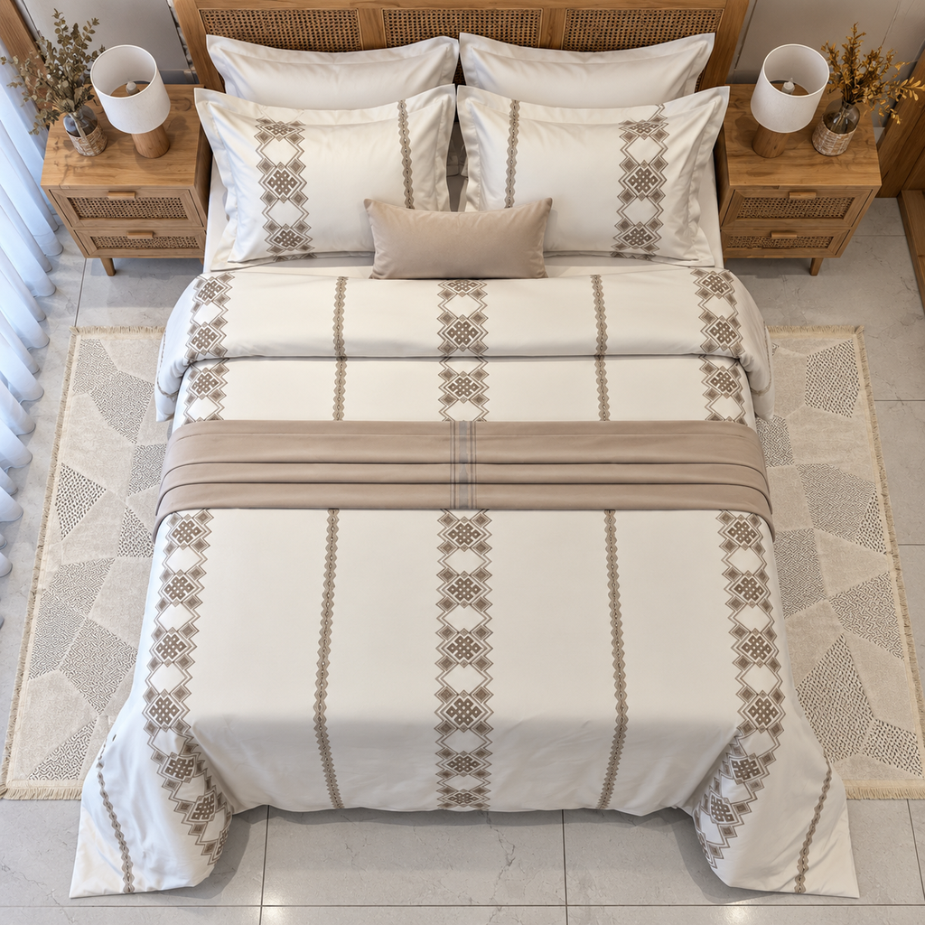 Housse de couette 6 Pieces 100% Coton Sofia Beige