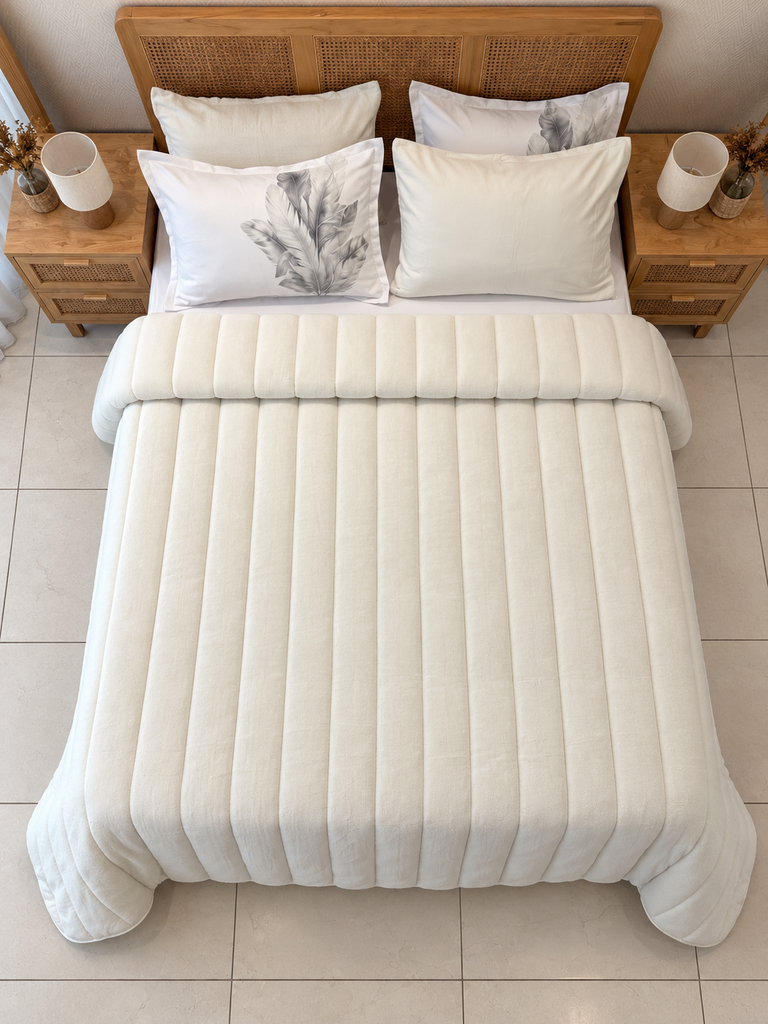 Couverture 5 Pieces double face blanc cassé