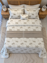 Couvre lit 4 Pieces Fleurs de Lin Beige