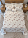 Couvre lit 4 Pieces Fleurs de Lin Rose