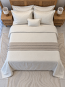 Couvre lit 4 Pieces Fleurs de Lin Blanc