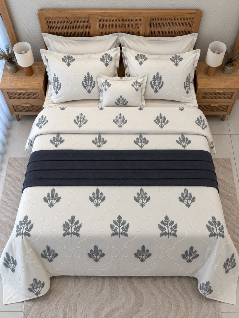 Couvre lit 4 Pieces Sapin Bleu vert