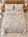 Parure de drap POLOPOLO  100% Coton percale 4 Pieces  Motif 1 Beige
