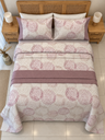 Parure de drap POLOPOLO  100% Coton percale 4 Pieces  Motif 1 Mauve