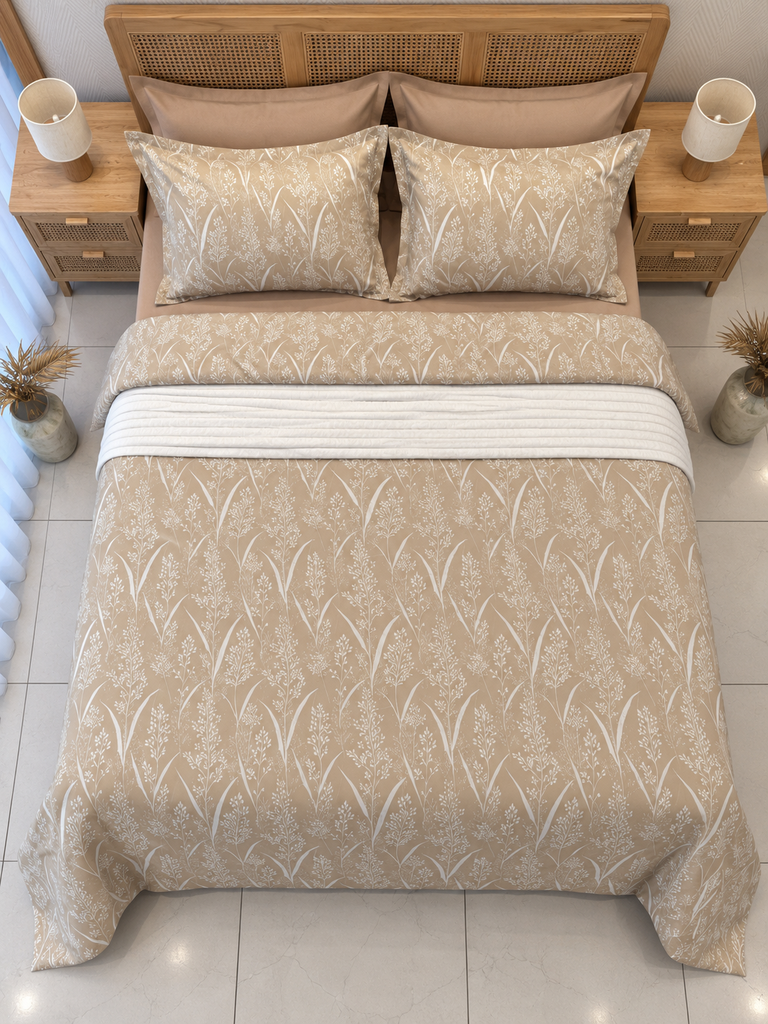 Housse De Couette 6 Pieces Herbier Beige