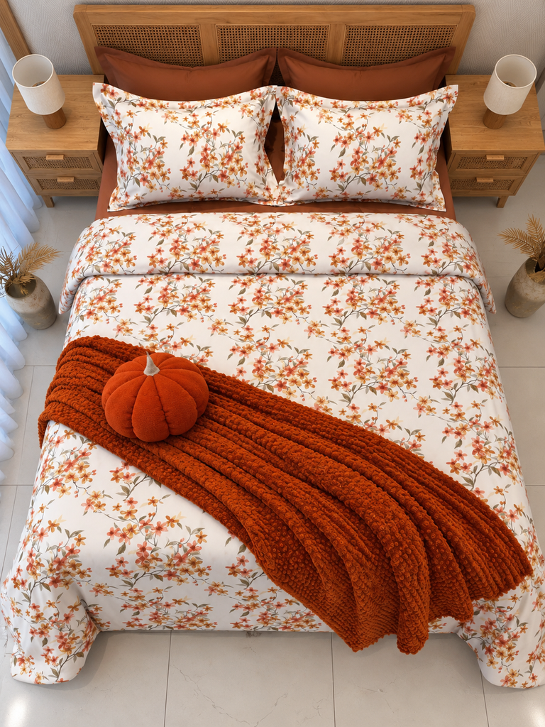 Housse De Couette 6 Pieces Fleur de Terracotta