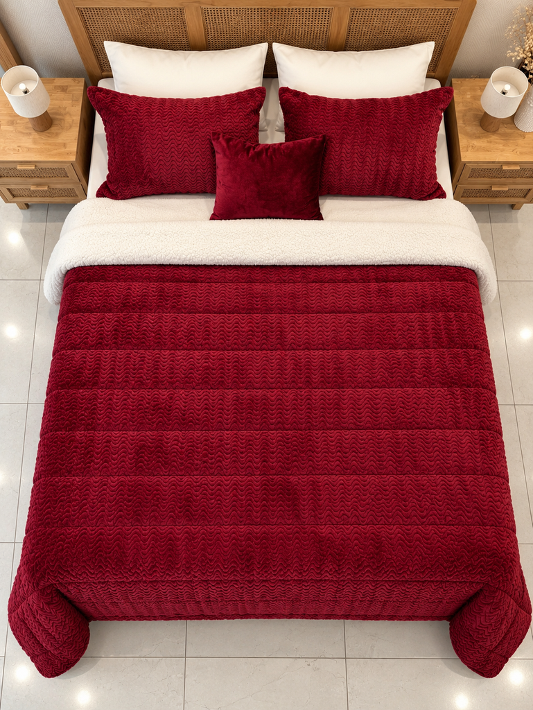 Couverture double face sherpa Rouge
