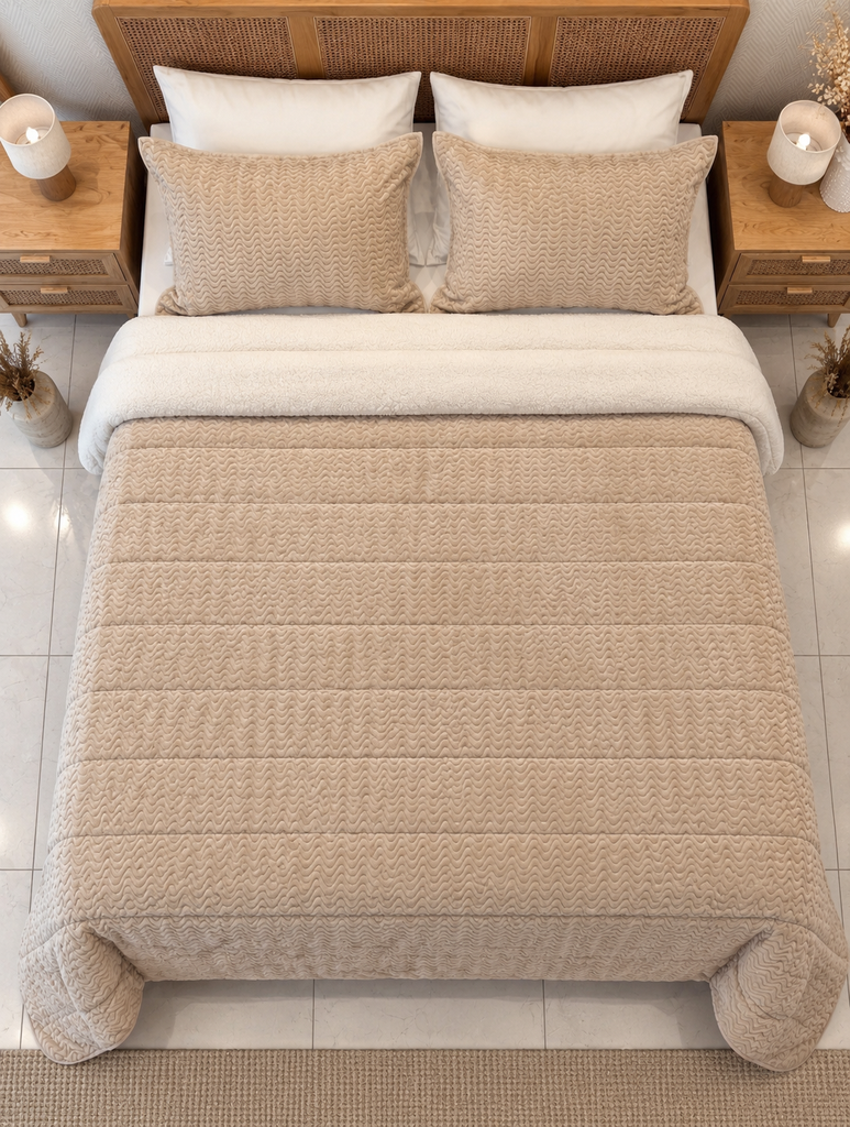 Couverture double face sherpa Beige