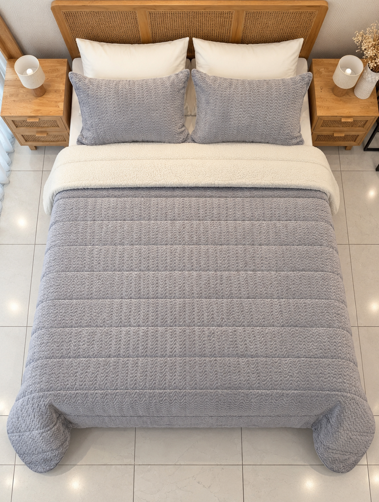 Couverture double face sherpa Gris claire 