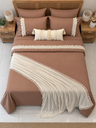 Housse de couette Elegance Dentelle 100% Coton 6 Pieces Marron