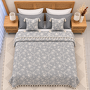Palid tunisien 3 pièces Floral Arabesque – Gris Perle & Écru