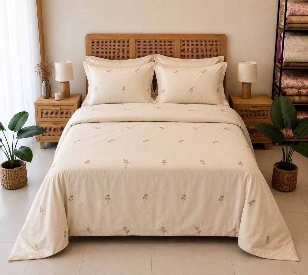 [Housse de couette - EMAS petite fleures 2 - Brodé - 100% coton] Housse de couette Brodé 100% Coton - Emas 