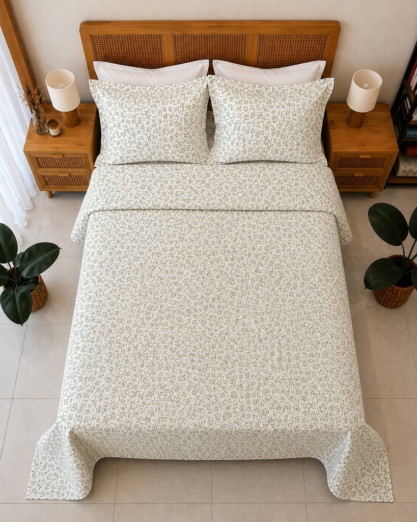 Parure de Draps 6 Pièces – Feuillage Sauge
