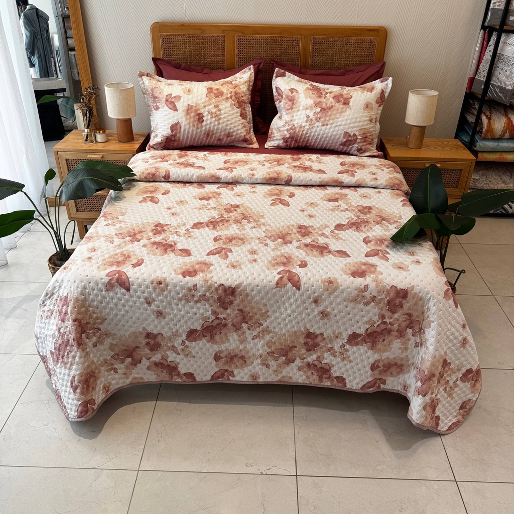 Couvre-lit Matelassé 3 Pièces – Rosée Florale