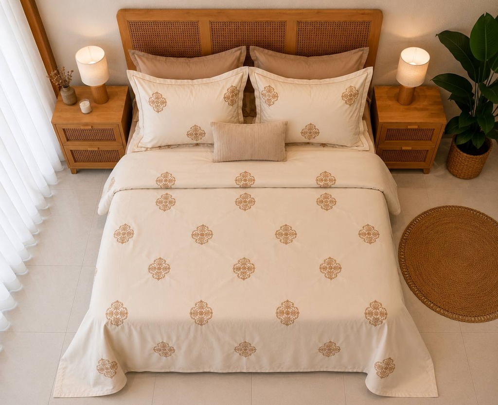 Parure de Drap EMAS  HOME Brodé 100% coton Arabesque Royale