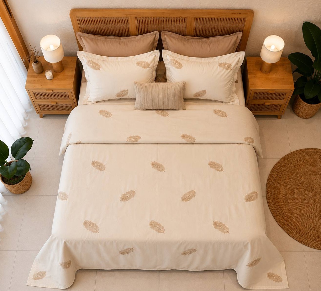 Parure de Drap Brodée  EMAS HOME Plume Dorée