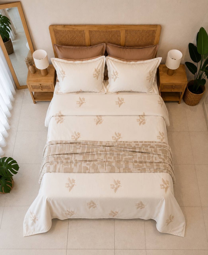 Parure de Drap Brodée  EMAS HOME Sérénité Nature