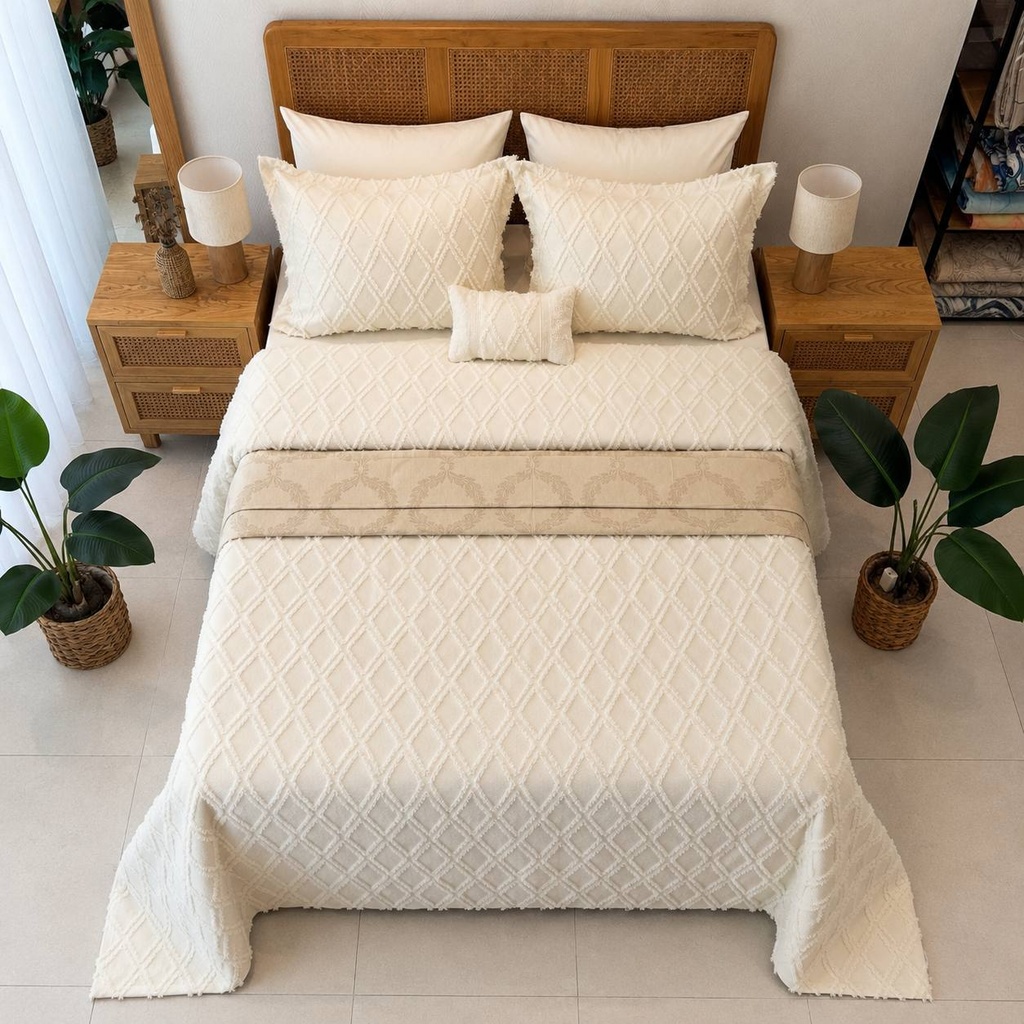 Couvre lit Zambak 4 pcs Blanc