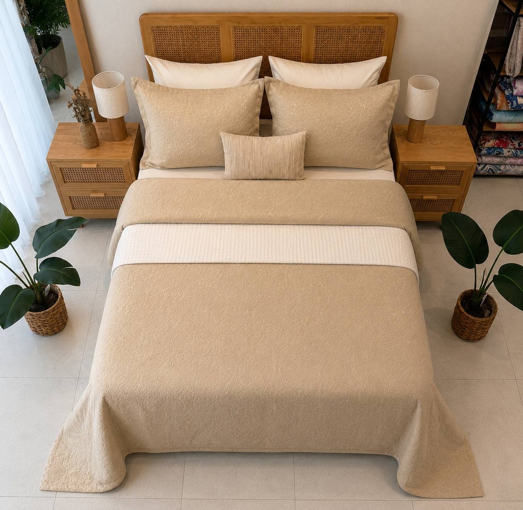 Couvre lit Ceren 4 Pcs Beige