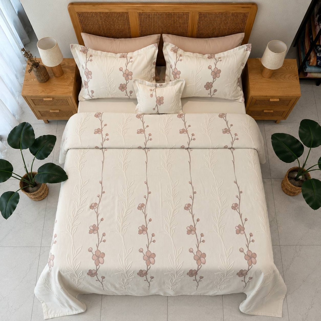 Couvre lit 4 pieces EMAS HOME Sakura Coton