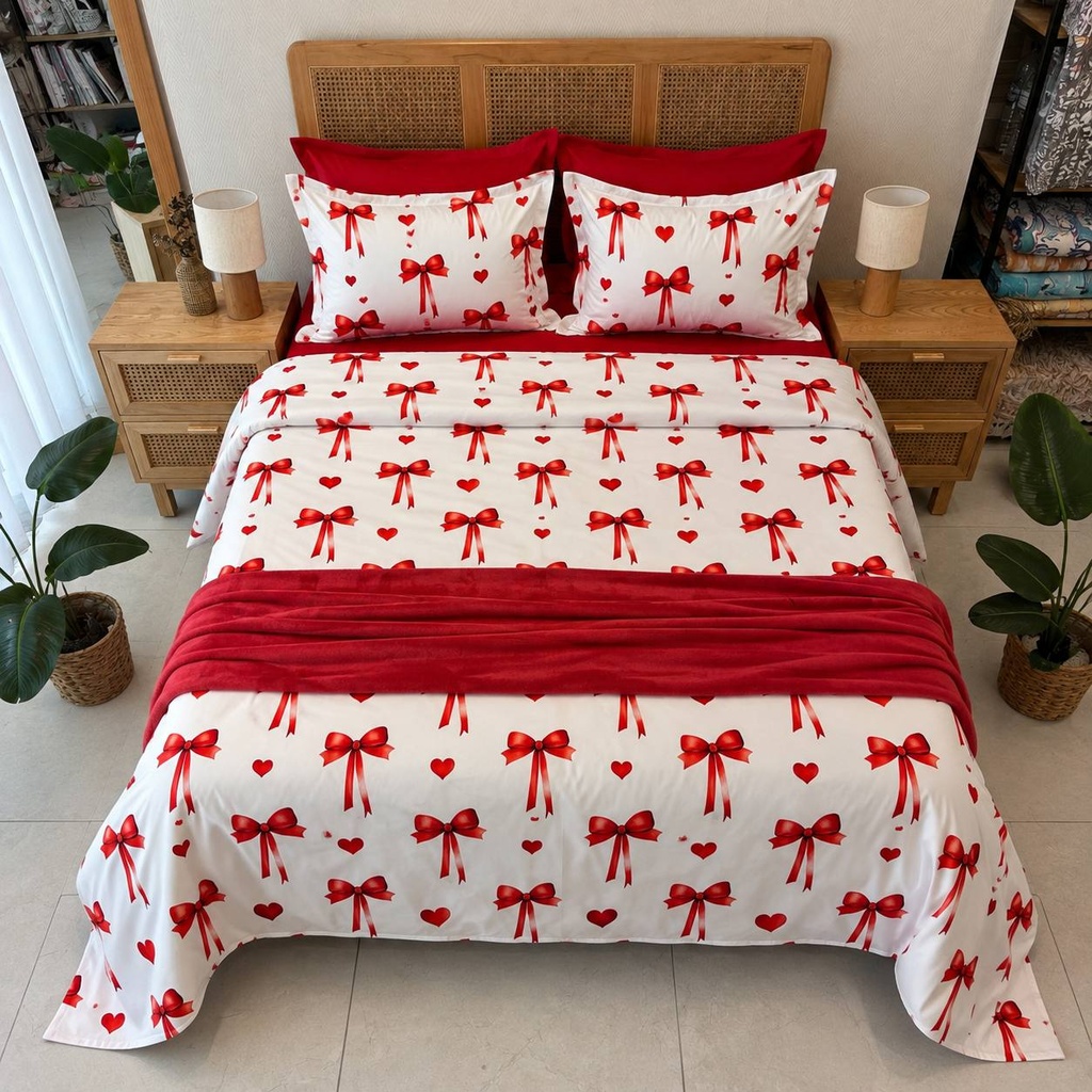 Parure de drap 6 pieces Girly Rouge 