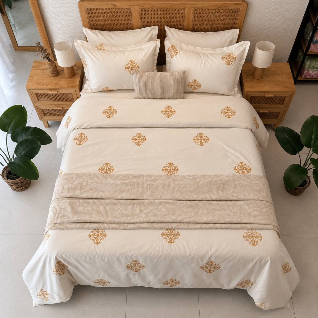 Housse de couette EMAS  HOME Brodé 100% coton Arabesque Royale 3 pieces