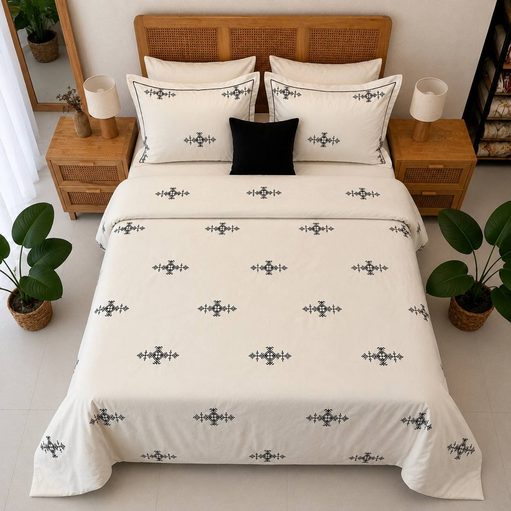 Housse de couette Brodée EMAS HOME Berbère Noir