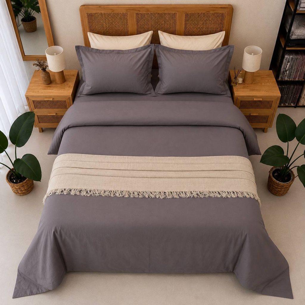 Housse de couette 4 pieces gris anthtacite
