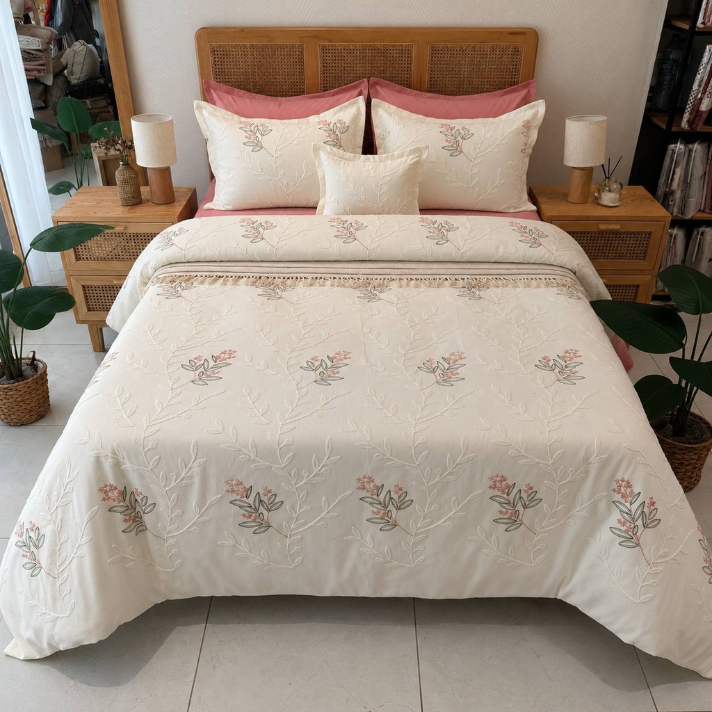 Housse de couette 4 Pieces Pique Royal Rose