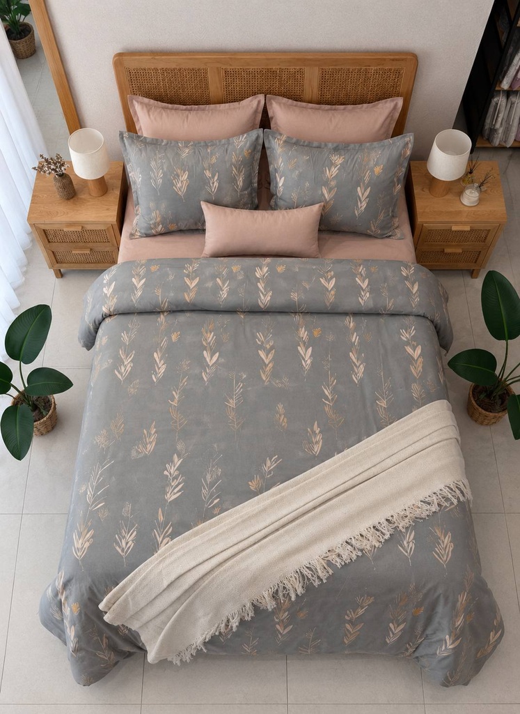 Housse de couette 6 pieces Gris Rose 