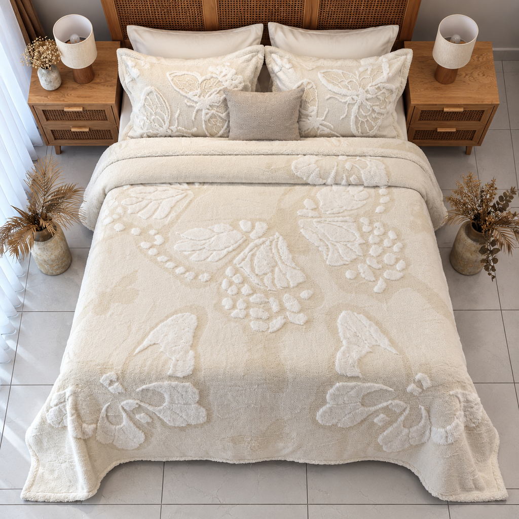 Couverture 3 Pieces Papillion  Blanc